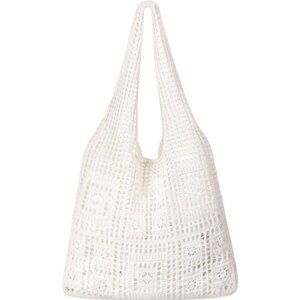 Women's Creamy Shoulder Shopping Handbag Casual Travel Totes Fold Able Bags